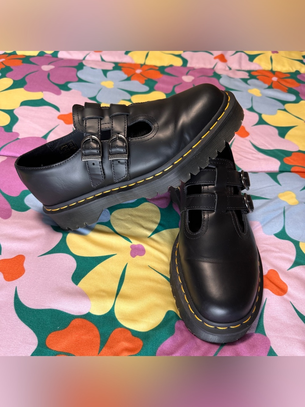 Dr. Martens 8065 II Black Leather Double-Strap Platform Mary Janes